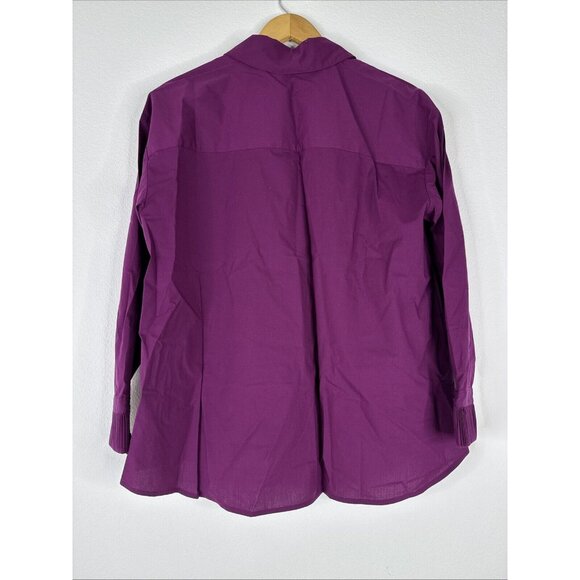 Attitudes By Renee Petite Woven Button Front Shirt Pleated Cuff‎ Size PM Purple - Picture 8 of 15